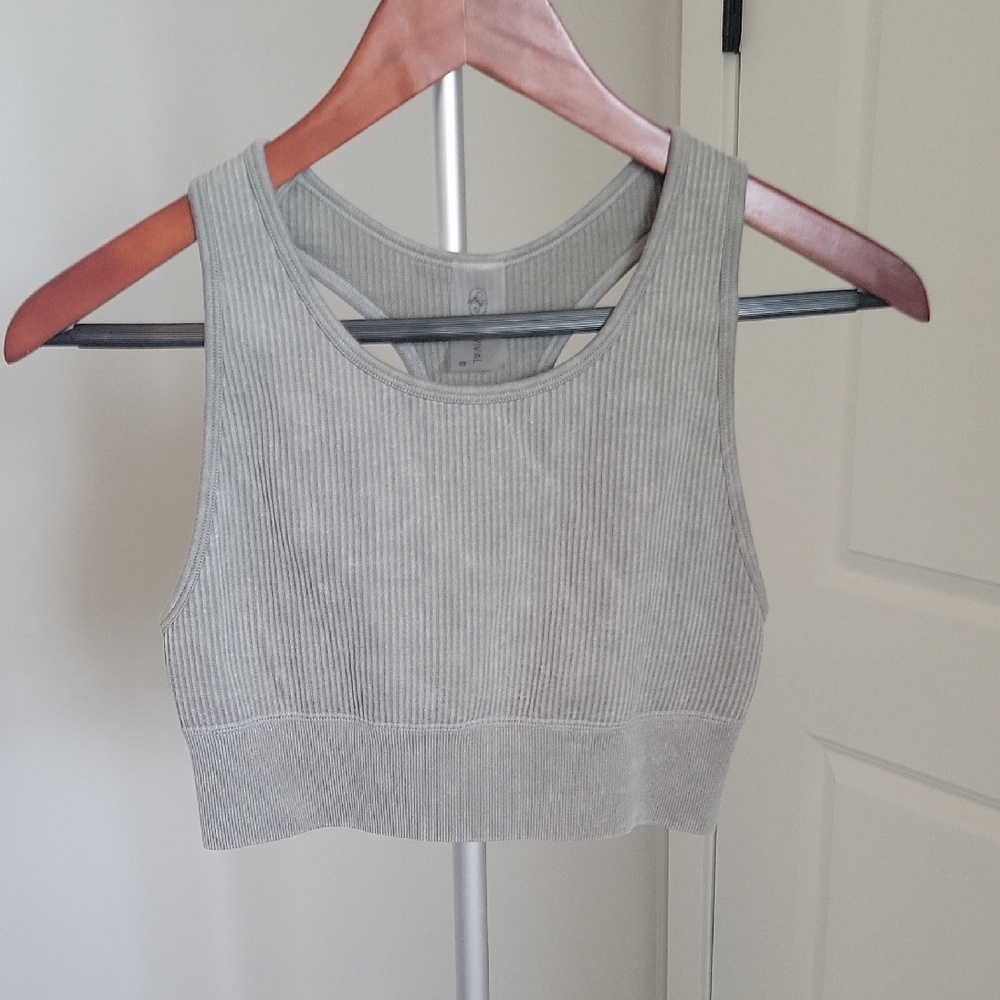 ASOS Gray Ribbed Sleeveless Crop Top